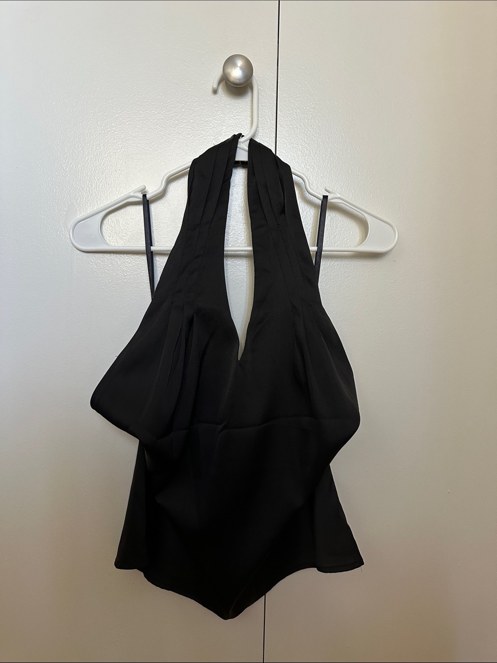 superdown Black Halter Plunge Camisole